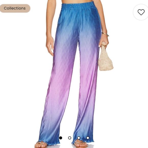 NWT SIMKHAI Dante Ombre Wide Leg Pant in Sheer Lilac Ombre Large Revolve - Picture 1 of 13